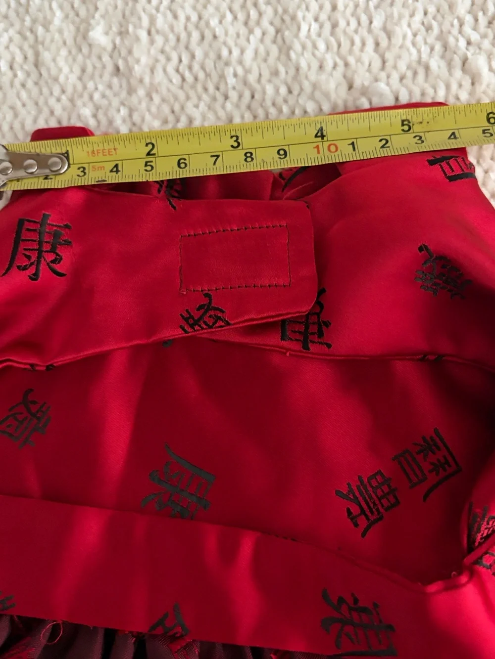 Dog Chinese New Year Red Cheongsam Dress with Black Bow